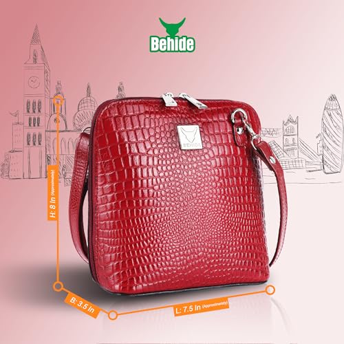 Image of BEHIDE Women's Genuine Leather Sling Bag - Stylish Cross-Body Handbag for Women, Adjustable Shoulder Strap