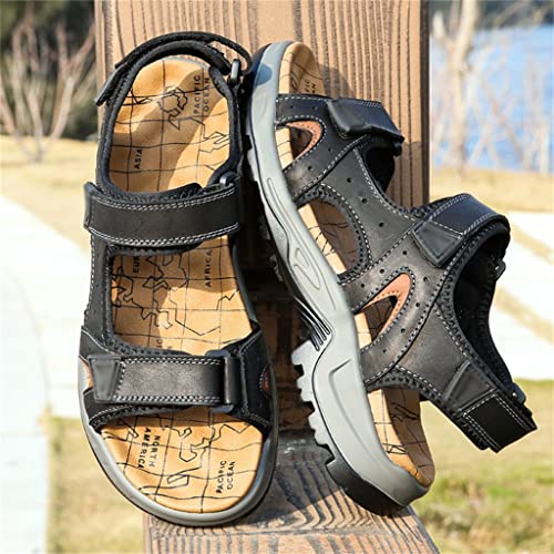 Men Shoes Beach Sandals Genuine Leather Sandals Soft Large Size Men's Sandals(44)2
