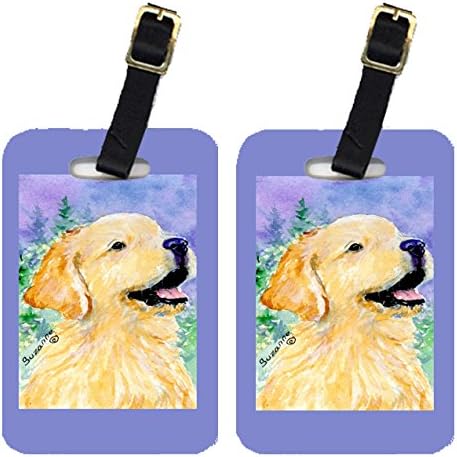 Caroline's Treasures SS8904BT Pair of 2 Golden Retriever Luggage Tags, Large, Multicolor
