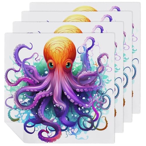 Servilletas de Tela Coloridas Octopus 4 piezas miniatura 1
