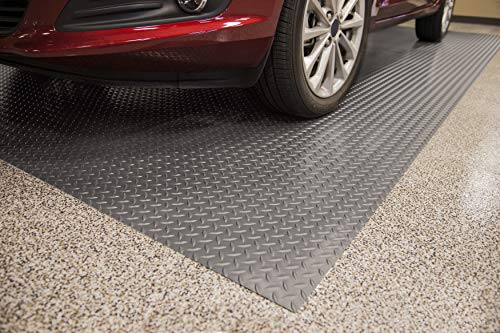G-Floor Lite 7\'6\" x 14\' Diamond Tread Rollout Garage Flooring in Slate Grey