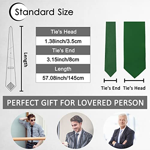 Image of Luckyvestir Mens Tie Solid Satin Neck Ties 3.15'' Formal Necktie for Wedding Business Christmas Father's Valentine's Day Gift