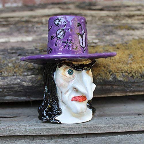 Witch Sculpture ceramic Halloween Candle holder,Handmade