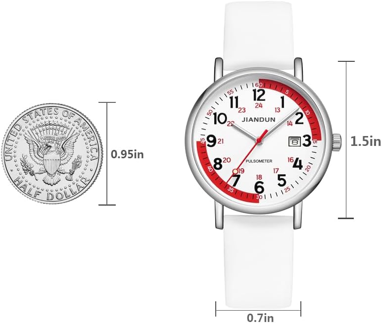 JIANDUN Waterproof Nurse Watch for Medical,Professionals,Students,Women Men, 24 Hour with Second Hand, Military Time Easy to Read Dial - Image 2
