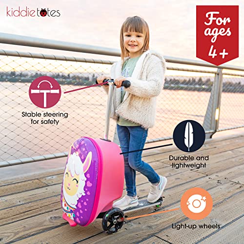 Kiddietotes 3-D Hardshell Ride On Suitcase Scooter For Kids - Cute Lightweight Kids Luggage With Wheels - Fun Led Lights #TOP1