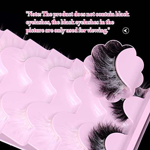 Newcally Lashes Mink Half Lashes Colored Cat Eye Lashes Fluffy Wispy Cosplay Lashes 3D Long Volume False Eyelashes White Fake Lashes 7 Pairs Pack #TOP4