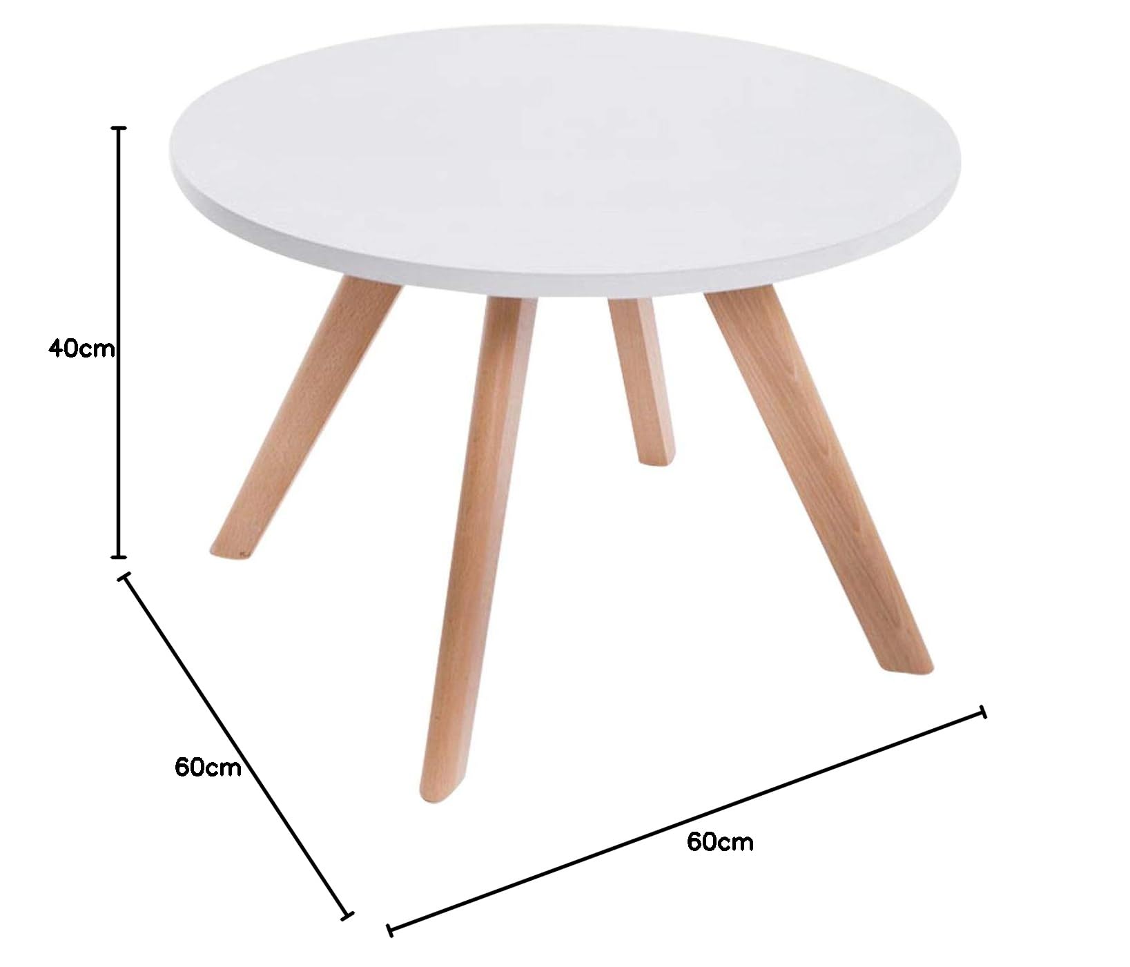 CLP Table d'appoint Eirik, Ronde, Bois, 60x60 cm, Design, Hauteur ca. 40 cm, Couleur:Nature
