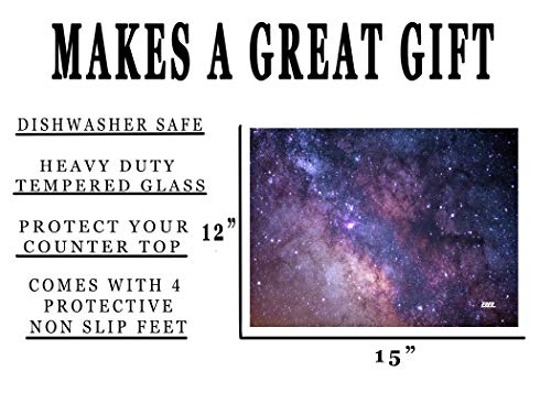 Blue Purple Galaxy Stars Space Pattern Textured Marble Art Kitchen Glass Cutting Board Modern Decorative Gift Abstract Wavy Contrast Design #TOP1