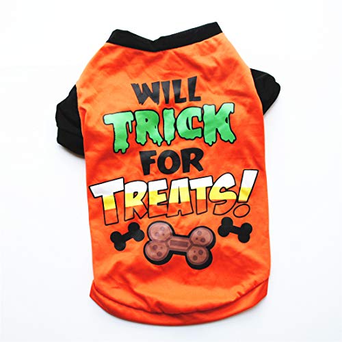 Ollypet Halloween Costume Dog 2 Pack T-Shirt Set Pumpkin Vest Apparel Breathable Phrase Pet Dress Small Medium Casual Summer Cotton Blend Puppy Outfit (Xs) #TOP3