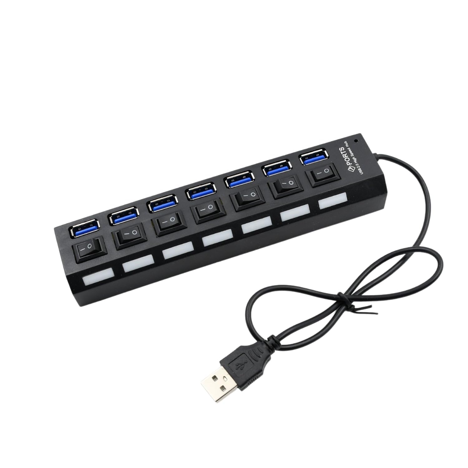 USB Splitter Multi Port USB 2.0 HUB, 7 Port with Independent ON/Off Switch and LED Indicators USB A Port Data HUB, Suitable for PC Computer Keyboard Laptop Mobile HDD, Flash Drive Camera ETC-image-47