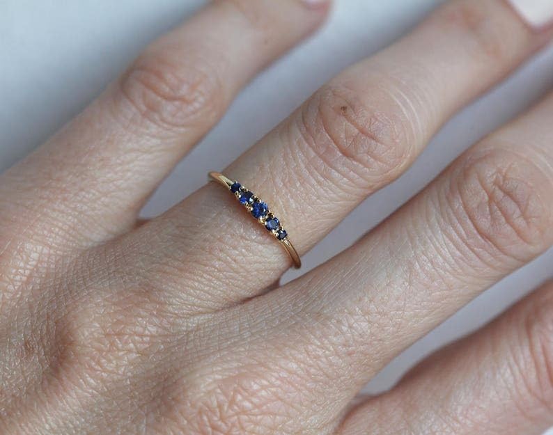 Blue Sapphire Ring, 14k Gold Premium Plated Ring, Sapphire Womens Ring, Gemstone Ring for Women's Gift for Her Sapphire Satcking Ring3