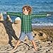 Fashion Green Plaid Pattern Boys Rash Guard Swim Shirts Long Sleeve UPF 50+ Quick Dry Sun Protection Shirt Swimwear Surf Tops for Toddler Kid Fishing Swimming Outdoor 11-12T