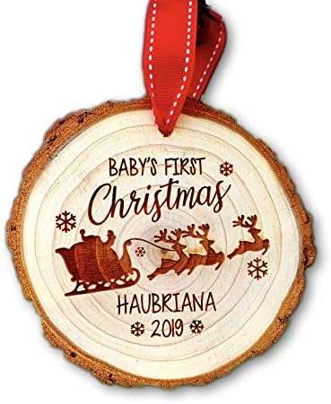 Ornement en bois gravé au laser pour le premier Noël de bébé, nou...