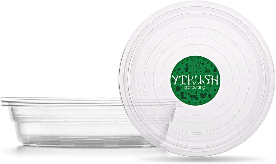 YIKUSH Clear Plant Saucers 6 Inch 12 Pack Flower Pot Tray Excellent for Indoor & Outdoor Plants (12, 6 Inch)