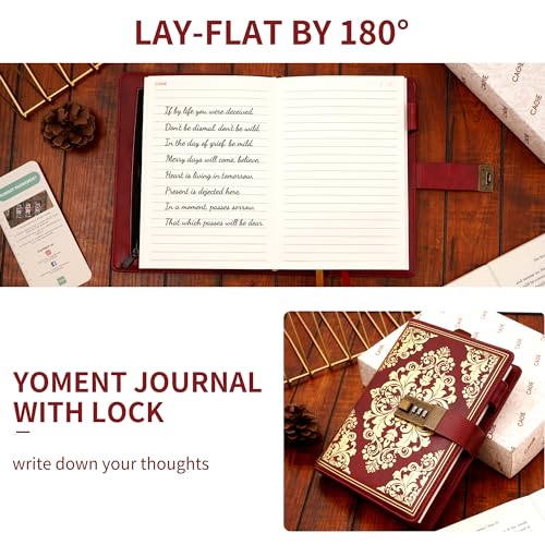 CAGIE Diário com Cadeado para Mulheres, Vintage, Recarregável, Diário com Cadeado, 224 Páginas, Cour