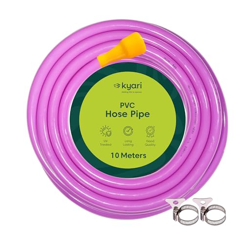 Image of Kyari Garden Hose Pipe Non-Braided 10 Meter 3 /4 Inch with Nozzle & Clamp - Flexible PVC Water Pipe for Home Garden, Plants, Car Wash, Cooler Filling, Balcony & Outdoor Use