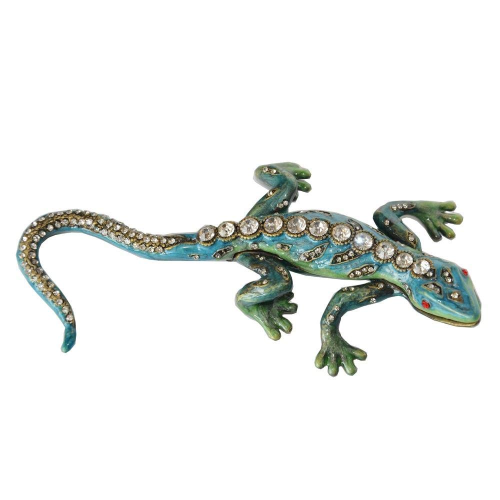 Boîte de rangement lézard en métal pour ranger la table de jardin avec une sculpture déco