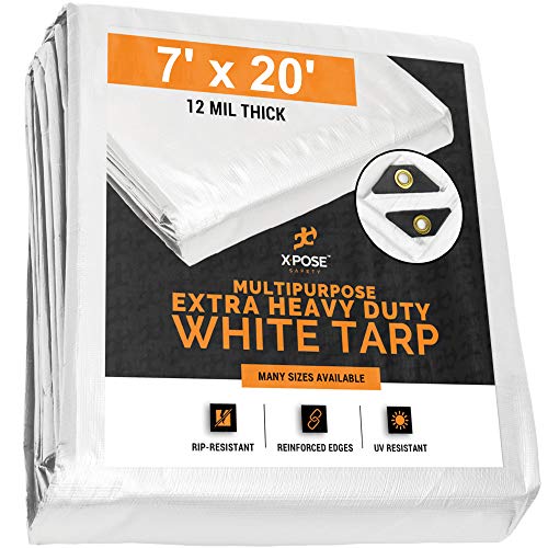 Heavy duty white poly tarp 7' x 20' multipurpose protec…