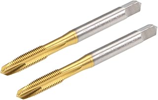 uxcell Spiral Point Plug Threading Tap M6 x 0.75 Thread, Ground Threads H2 3 Flutes, High Speed Steel HSS 6542, Titanium Coated, Metric Screw Taps Tapping Bit for Thread Repair, 2pcs