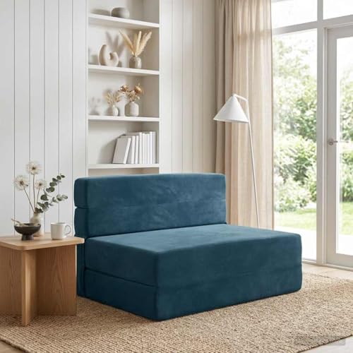 Runheo Canapé-lit Pliable Bleu en Tissu Polyester 70 x 72 x 60 cm Convertible canapé Banquette futon modulable pour Salon Chambre Studio Usage intérieur