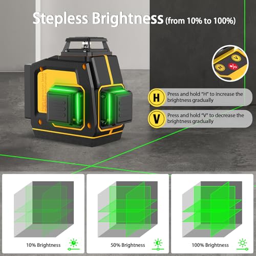 Image of Laser Leveler Self Leveling 3x360 Self Levelling 3D Green Cross 12 Lines Professional Laser for Construction and Painting - Y03CG