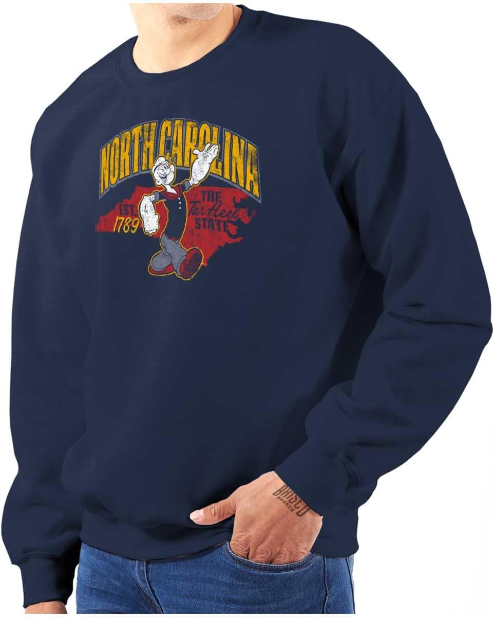 Brisco Brands Popeye Cartoon American States Sweatshirt for Men or Women