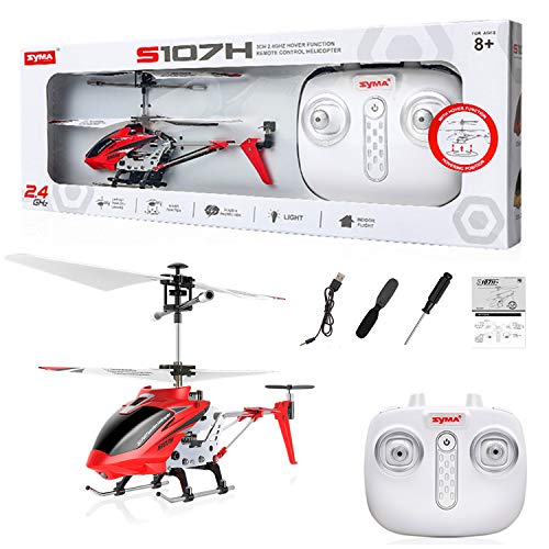 Image of POCO DIVO Replacement for SYMA S107 Altitude Hold S107H 2.4Ghz RC Helicopter One-Key Launching /Landing Beginner Flight Mini 3CH Metal Gyro Heli, Red