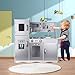 TUSY Kids Kitchen Playset, Play Kitchen for Toddlers, Kids Play Kitchen Set with Ice Maker and Removable Sink, White and Silver