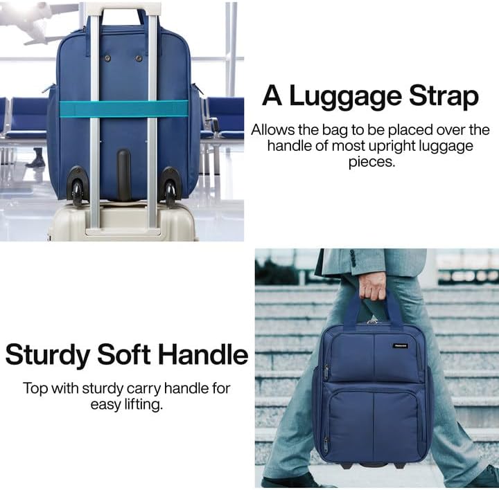 Hanke 16 Inch Underseat Carry On Luggage With Wheels, Small Rolling Suitcase Lightweight Under Seat Carry On Bag, Airline Approved Personal Item Overnight Softside Travel Luggage Bag,Blue - Image 7