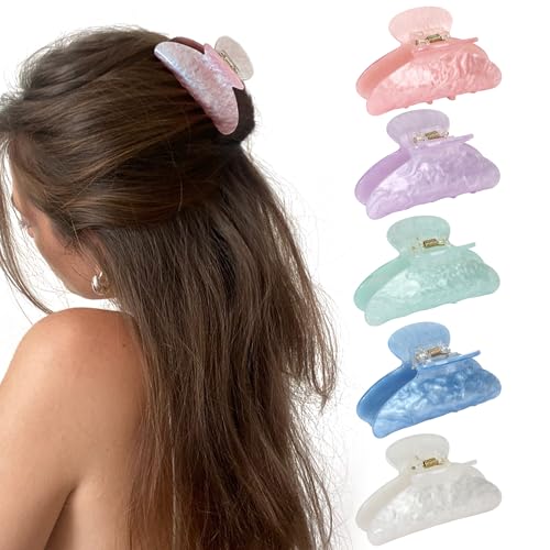 VRbeatter 5Pcs Hair Claw Clips Medium Hair Clips for Thick/Thin Hair Strong Hold Non-slip Hair Jaw Clamp Styling Hair Accessories for Women and Girls