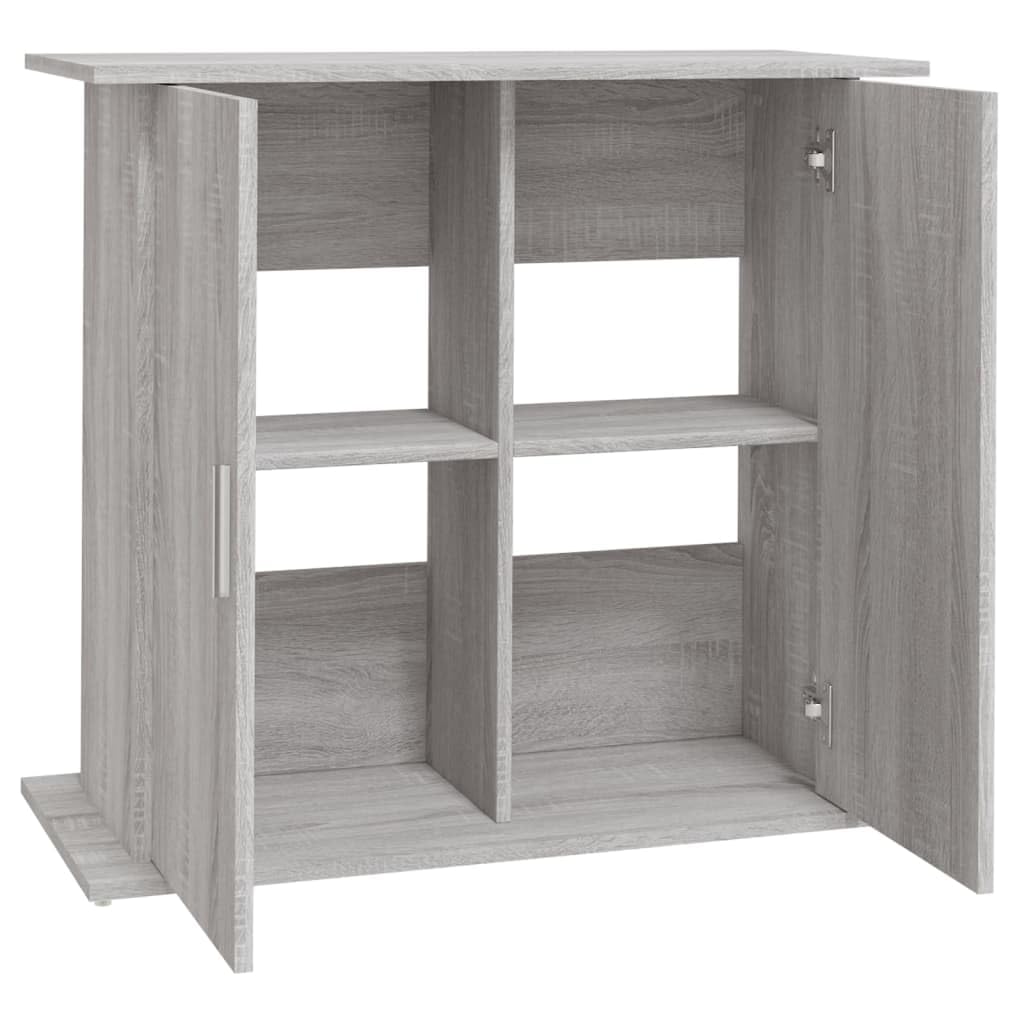 Hothingwell Aquarium Ständer Sonoma grau 81x36x73cm Schrank aus Holz mit 4 Ablagefächern und Türen, stabil und feuchtigkeitsbeständig für Fische
