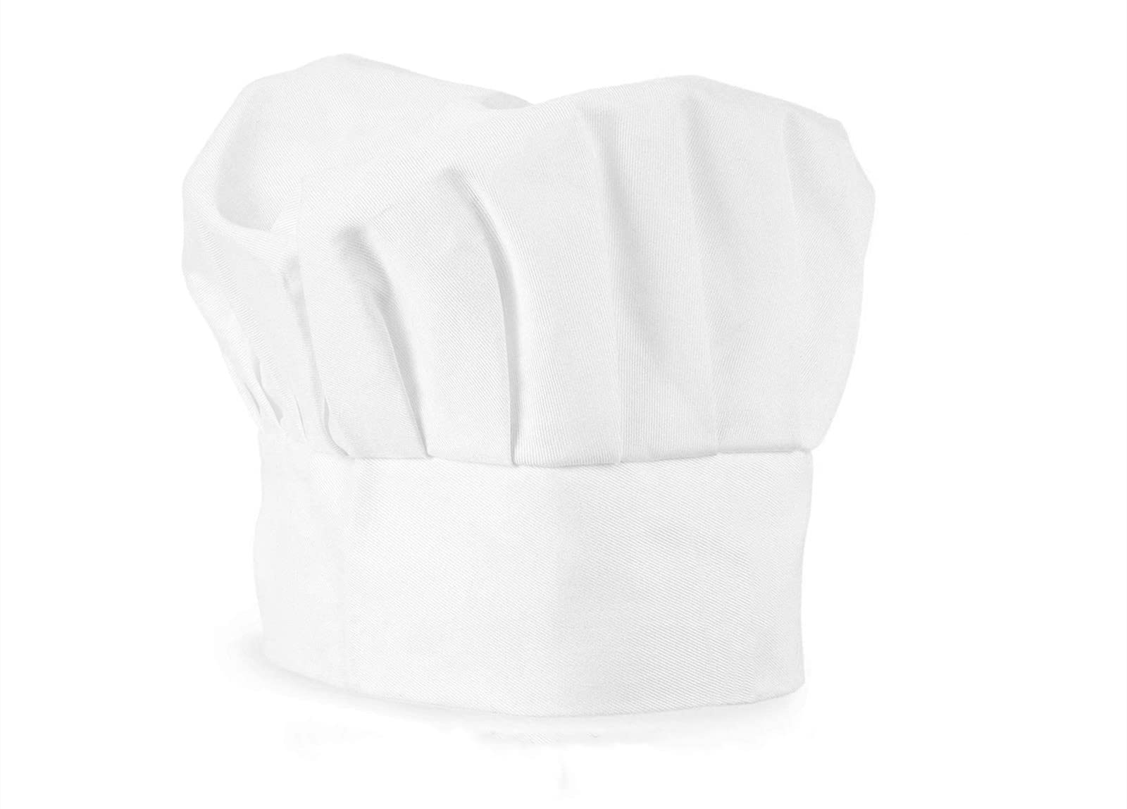 Chef Hat, Adult Adjustable Elastic Baker Kitchen Cooking Chef Cap Unisex Pleated Chef Hat Cooking Head Cap for Men Women, White - One Size