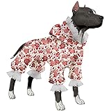 LovinPet Pitbull Dog Onesies, Anxiety Relief, Anti Licking Dog Pajamas Dog Jammies, Fashion Reflective Strap in The Park Metallic Radiant Cherry Prints Recovery Suit for Dogs Party Costume XL