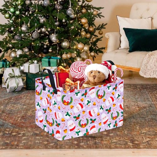 Image of Rectangular Christmas Basket Storage Bin Collapsible Nursery Hamper Book Shelf Basket Xmas Party Box