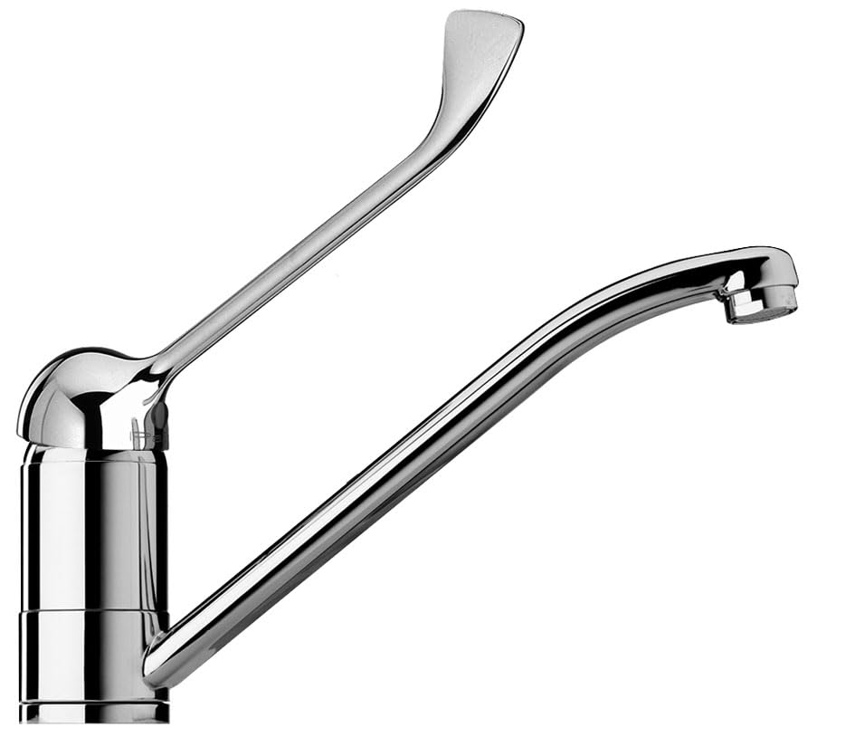 Professional Mono Basin Mixer Tap with Hospital Lever by Piralla, Chrome III Eco-Friendly Finish - Image 2
