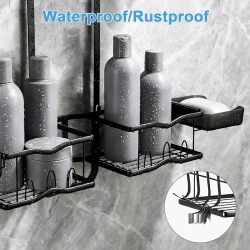 Shower-Caddy-Hanging-Organizer-Over-Showerhead-Rustproof-Black-2-Tier-No-Drill-Hanging-Shower-Organizer-with-Removable-Hooks-Soap-Dish-Toothbrush-Holder-for-Bathroom-Razor-Shampoo-Sponge