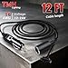 TMH 12FT Cigarette Lighter Extension Cord – 16AWG Heavy Duty 12V/24V DC Power Cable, Male to Female Socket Adapter for Car, Truck, RV, Boat