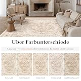 PureCozy Dywan do salonu, 200 x 300 cm, beżowy, nadaje się do prania, styl vintage, z krótkim włosiem, antypoślizgowy, miękki, duży, dywan w stylu retro, do sypialni, jadalni, sypialni, salonu, biura