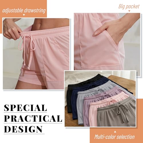 Image of LYCY Pajama Shorts for Women, Soft Sleep Shorts for Women Lightweight knit Summer Pj Bottoms(Pack of 2&3)