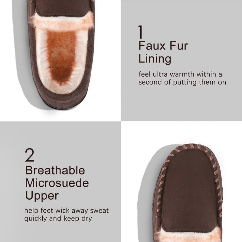 Boys & Girls Moccasin Memory Foam Kids House Slippers - Nonslip Indoor & Outdoor