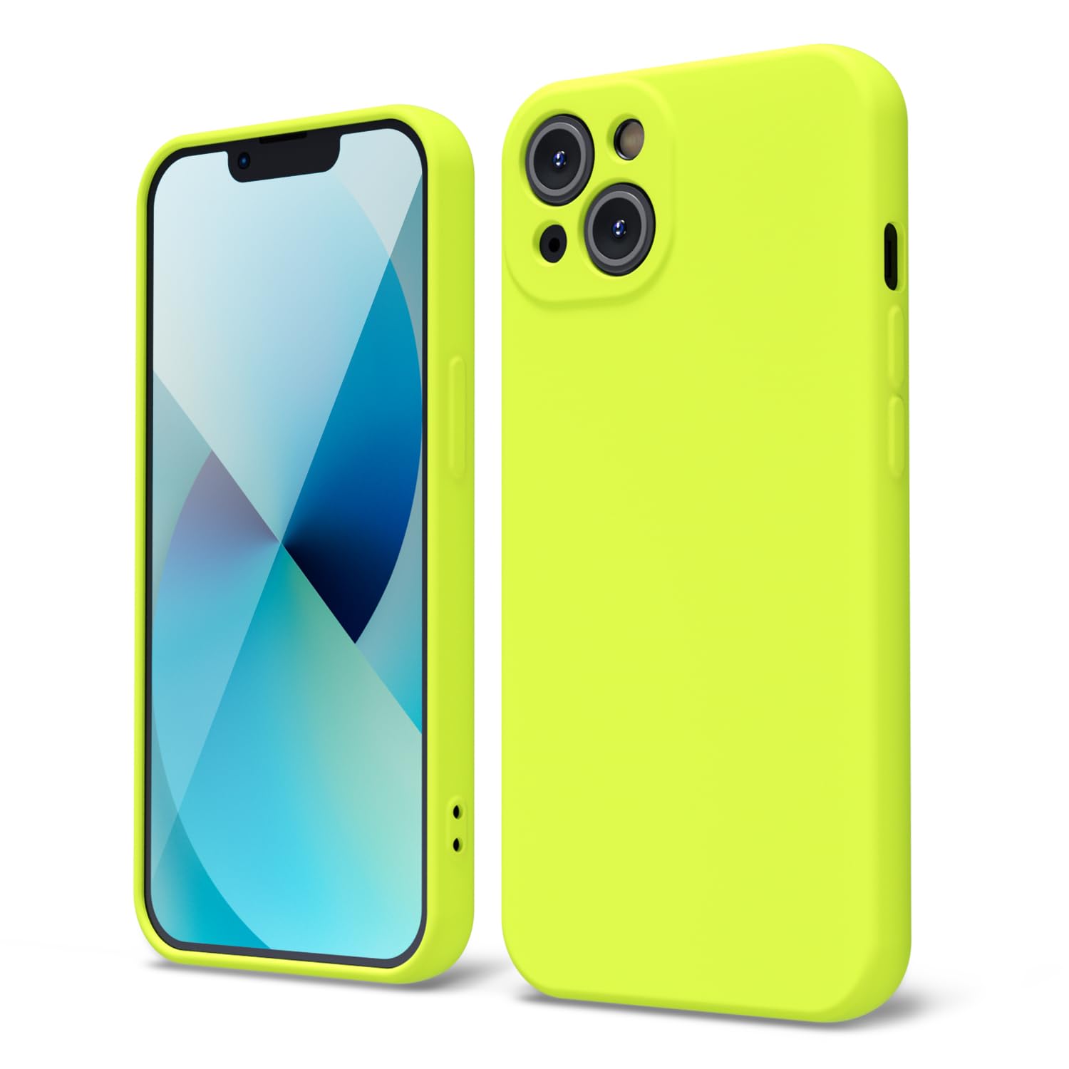 oakxco for iPhone 13 Phone Case Liquid Silicone, Fluorescent Bright Solid Color, Cute Thin Slim Soft Rubber TPU Plain Smooth Gel Matte Protective