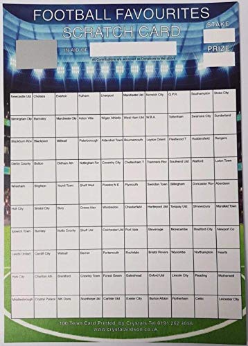 20x A4 100 TEAM FOOTBALL SCRATCH CARD FOR FUNDRAISING CHARITY EVENTS ETC 100 SPACES!