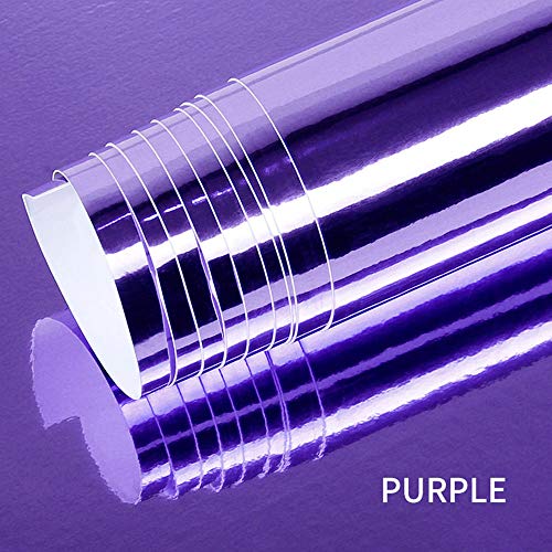 Lzlrun 1Ft X 5Ft Chrome Mirror Purple Vinyl Wrap Adhesive Car Sticker Decal Film #TOP2