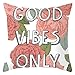 Homxi Funda Cojin 40 40 Poliester Funda Cojin Flores Good Vibes Only Blanco Rosa