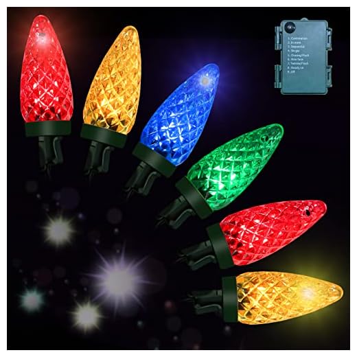 Anycosy Christmas Lights, 16.4 Ft 50 LEDs Strawberry Battery Operated Strings Lights 8 Modes with Auto On/Off Time for Xmas Tree Garland Garden Patio Indoor Outdoor Christmas Decorations, Multi-Color