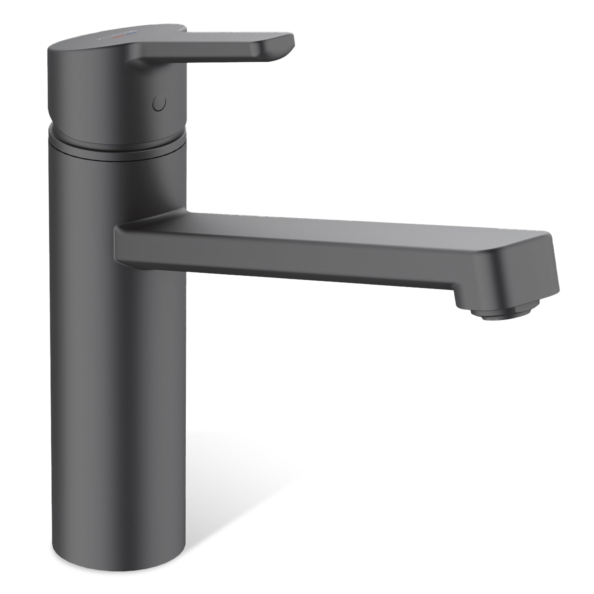KLUDI-M3 Niederdruck Armatur Küche 360° schwenkbar, Wasserhahn Küche Schwarz mit 1 Strahlart, Mischbatterie Küche mit komfortabler Auslaufhöhe von 17 cm, Küchenarmatur Schwarz