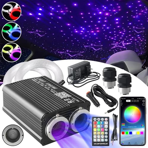 Starlight Headliner Kit Dual Color 32W 600pc Twinkle Star Lights for Car (600pcs*0.75mm*9.8FT) RGBW Starlights Luxurious Starry Sky