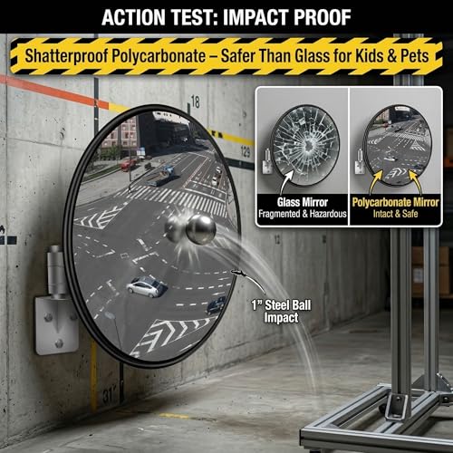 Chasesun Convex Traffic Mirror - 32\'\' Outdoor and Indoor Driveway & Security Parabolic Safety Mirror, Acrylic Convex Mirrors for Garage, Retail Stores, Warehouses, Office and High-Traffic Areas