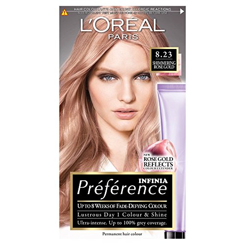L 'Oréal Preferencia INFINIA 8.23 brillante oro rosa permanente tinte de pelo, pack de 3