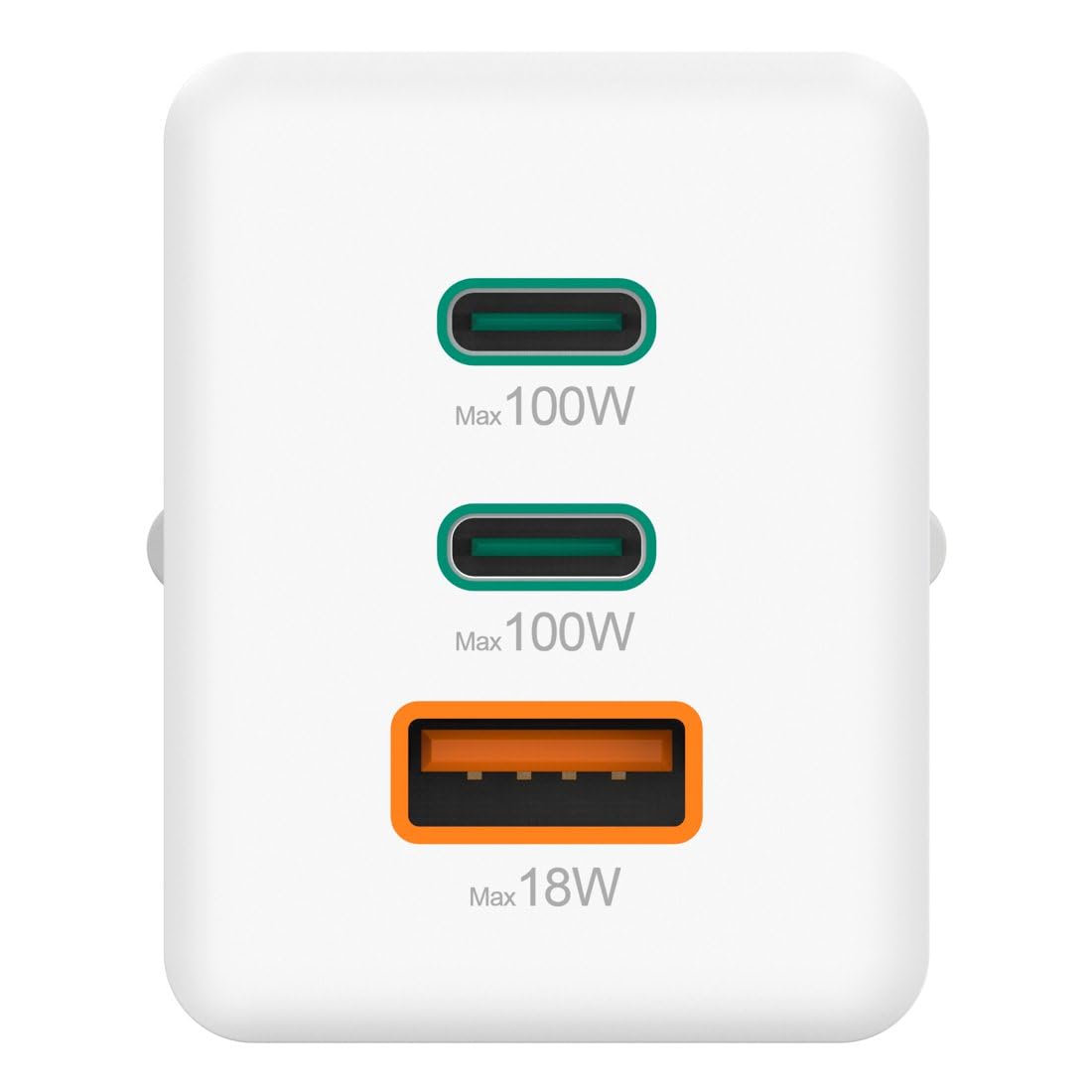 Hama | Cargador rápido de Pared Universal. (Tecnología GAN 100w, 2X USB c Power Delivery, 1x USB a Quick Charge, Carga simultánea 3 Dispositivos) Blanco.